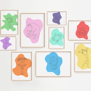 Inside Out Bunte Wand Kunst Drucke, Set mit 9 Digitaldrucken, Kinderzimmer Dekoration, Spielzimmer, Kinderzimmer, Inside Out Themen Poster, Klassenzimmer Dekor