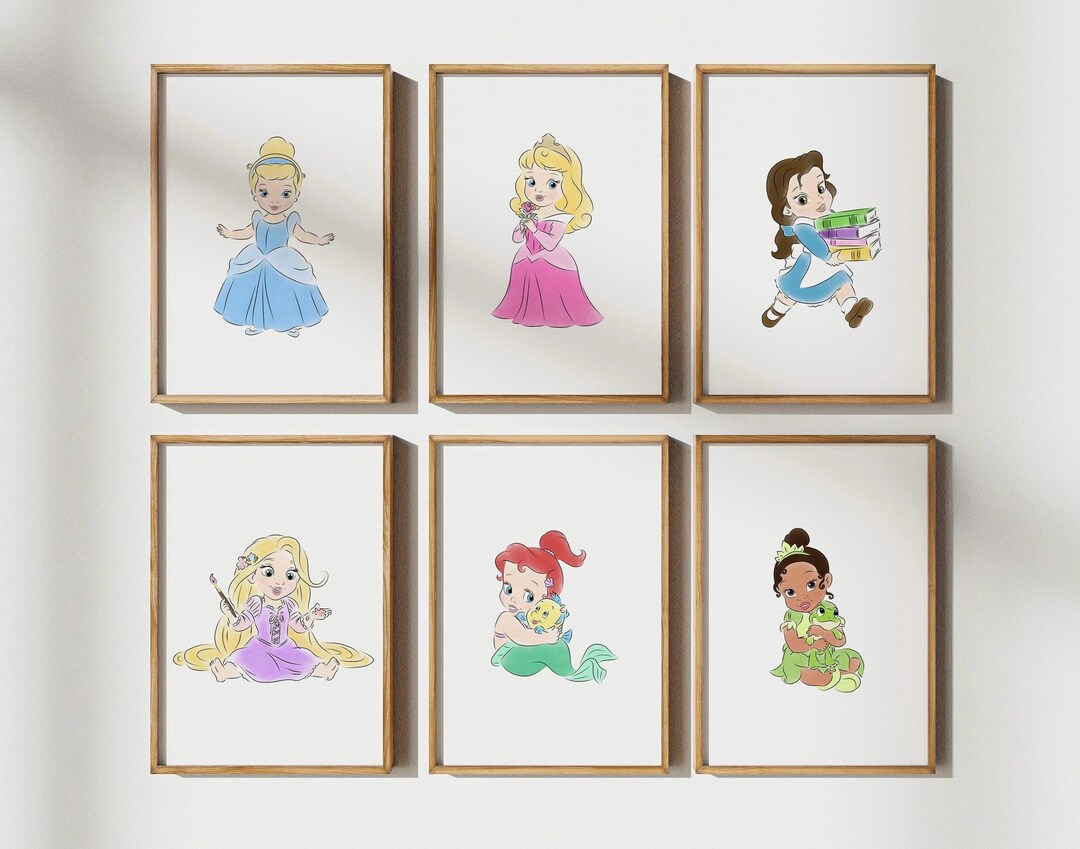 Baby Princess Wall Art Set – Watercolor Nursery Prints for Girls, Set ...