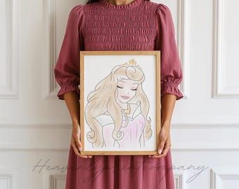 Princess Aurora Sleeping Beauty Watercolor Art Print,  Girls Nursery Art, Princess Bedroom, Princess Poster, Princess Wall Art,Digital Print