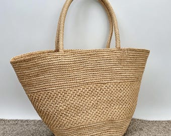 Natural Raffia Tote Bags, Woven Raffia Shoulder Bags, Handmade Straw Bag, Summer Tote Bag