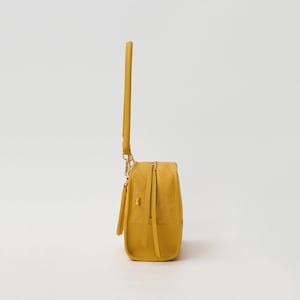 Gelbe Wildleder-Umhängetasche, Sommerhandtaschen, echte Wildleder-Einkaufstasche, Damen-Top-Grifftaschen Bild 5