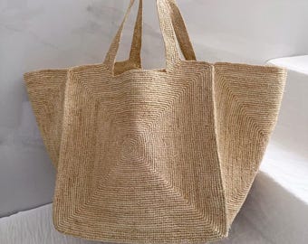 Raffia Tote Bag, Large Raffia Woven Shoulder Bags, Summer Straw Bag