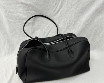 Zacht leren tas met handvat, klassieke minimalistische draagtassen, grote leren draagtas