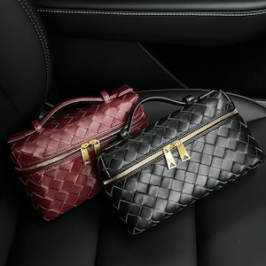 Lambskin Woven Handbags, Genuine Leather Shoulder Bag, Weaved Leather Top Handle Bag