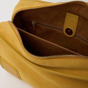 Gelbe Wildleder-Umhängetasche, Sommerhandtaschen, echte Wildleder-Einkaufstasche, Damen-Top-Grifftaschen Bild 7