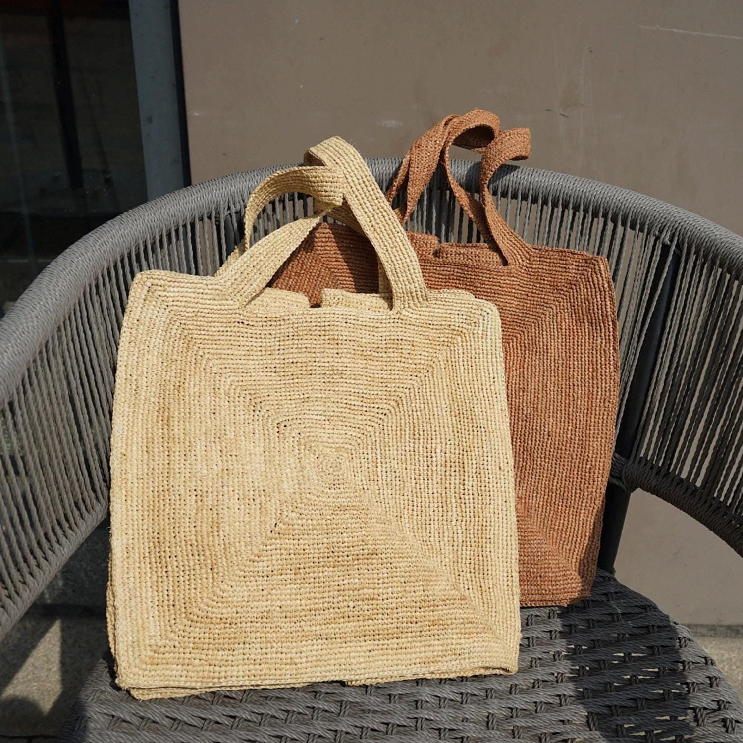 Raffia Tote Bag, Large Raffia Woven Shoulder Bags, Summer Straw Bag - Etsy
