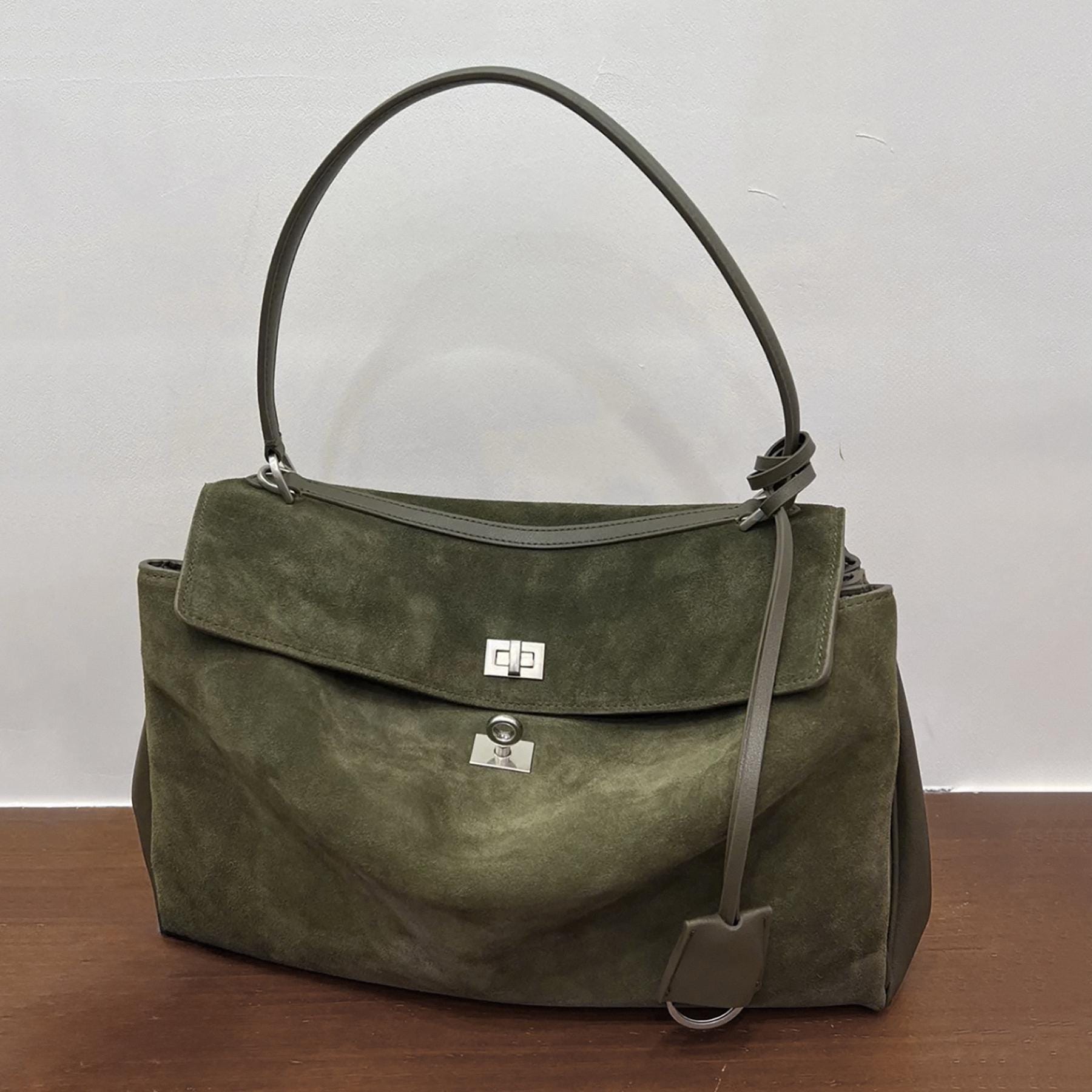 Borsa A Tracolla In Pelle Scamosciata Marrone Scuro | Disponibile - Foto 7