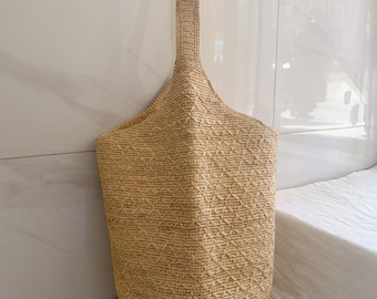 Natural Raffia Tote Bag, Handwoven Straw Shoulder Bag for Beach, Summer Straw Tote, Beach Vacation Bag