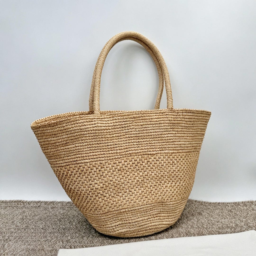 Natural Raffia Tote Bags, Woven Raffia Shoulder Bags, Handmade Straw ...