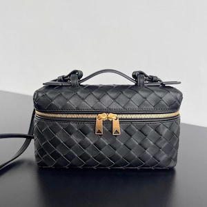 Lammfell gewebte Handtaschen, echtes Leder Schultertasche, gewebte Leder Top Griff Tasche