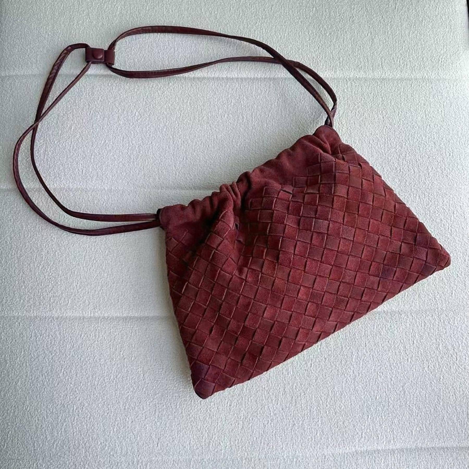 Suede Woven Handbags, Genuine Suede Leather Shoulder Bag, Weaved