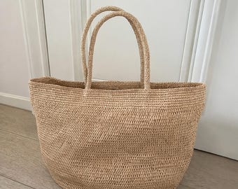 Large Raffia Totes, Women's Raffia Shoulder Bags, Handmade Straw Bag, Vacation Beach Tote Bag