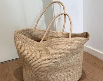 Large Raffia Totes, Women's Raffia Shoulder Bags, Handmade Straw Bag, Vacation Beach Tote Bag