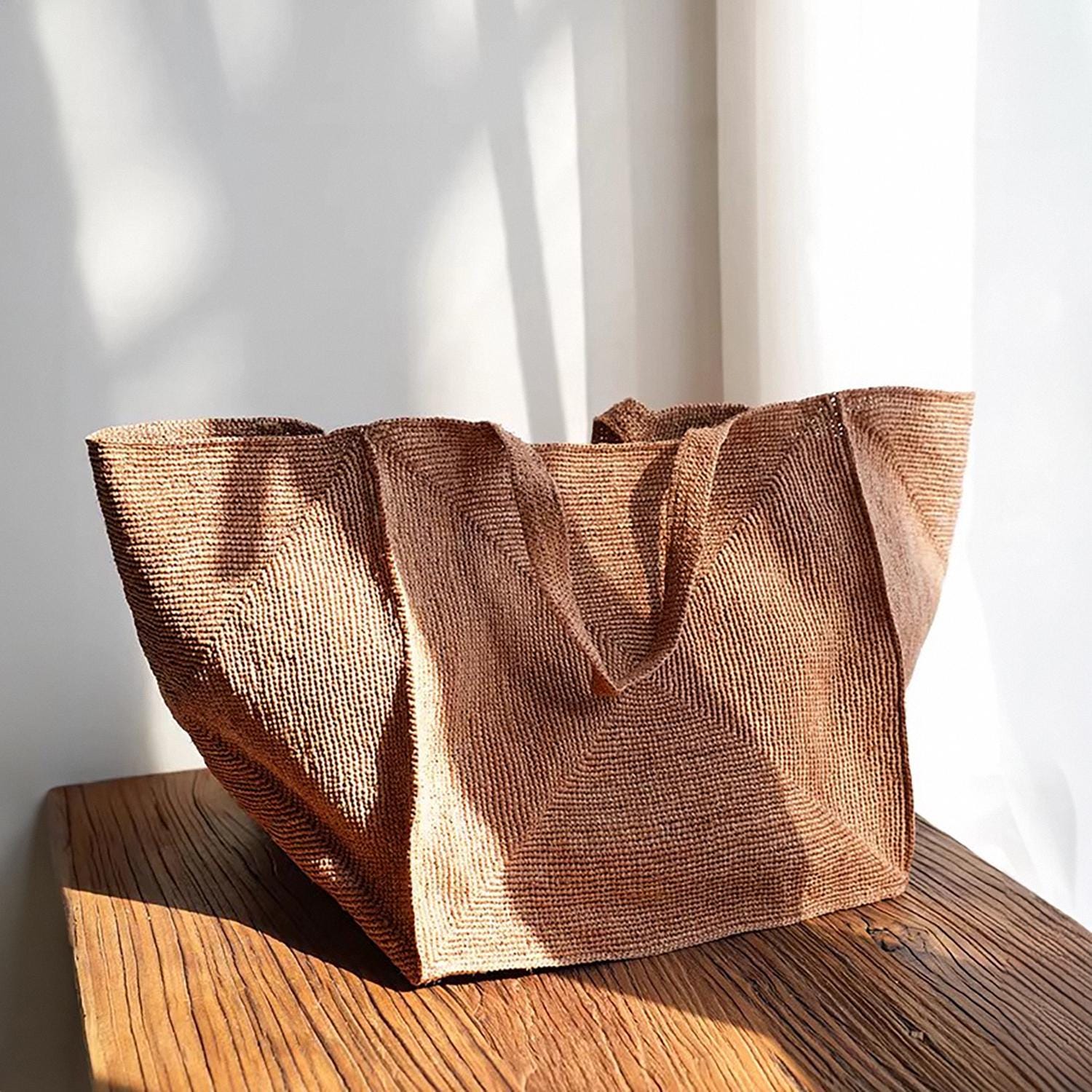 Raffia Tote Bag, Large Raffia Woven Shoulder Bags, Summer Straw Bag - Etsy