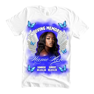 Blue Memorial Shirt Template | Editable Funeral Design | In Loving Memory Png | Canva Template For Remembrance | Canva Template