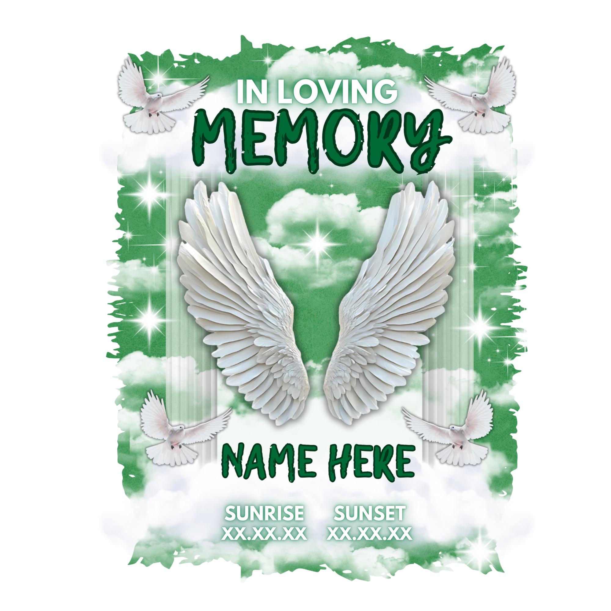 In Loving Memory Shirt Template Green Editable Memorial PNG Funeral