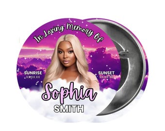 Memorial Template For Buttons | Editable Canva Design | In Loving Memory Button | Funeral Tribute Template | Personalized Remembrance Pin