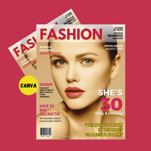 Birthday Magazine Cover Template | Birthday Magazine Template Canva | Funky Magazine Template | Editable Template | Birthday Magazine Canva