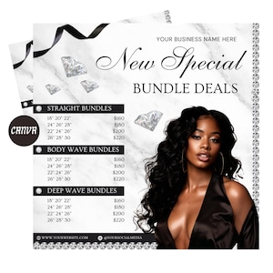 Lista de precios de extensiones de cabello / Lista de precios de estilistas / Lista de precios de cabello / Folleto de lista de precios de cabello DIY / Plantilla de lista de precios de cabello