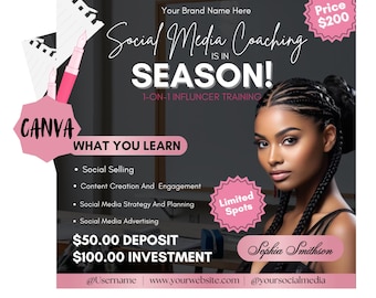 Content Creator Flyer | Editable Canva Template for Social Media | Digital Influencer Marketing | Branding Ideas |  Influencer Branding