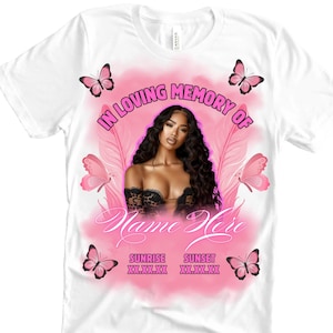 In Loving Memory Background Pink | In Loving Memory T-Shirt Template | Memorial T-Shirt Design | Editable Canva Template