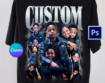 Modèle de chemise bootlege Canvas | T-shirt Canva modifiable | T-shirt de rap rap bootlegs | -shirt modèle en toile | Modifiable avec Canva