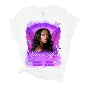 T-shirt déchiré en toile - Violet | de T-shirt à la mémoire d&#39;amour | Design de t-shirt commémoratif | Modèle de toile modifiable