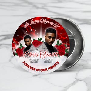 Memorial Template For Buttons | Editable Canva Design | In Loving Memory Button | Funeral Tribute Template | Personalized Remembrance Pin
