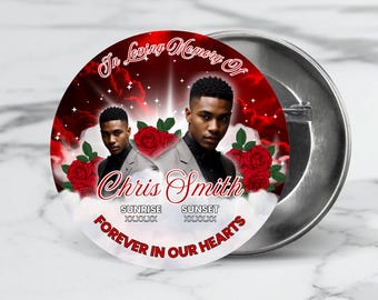 Memorial Template For Buttons | Editable Canva Design | In Loving Memory Button | Funeral Tribute Template | Personalized Remembrance Pin