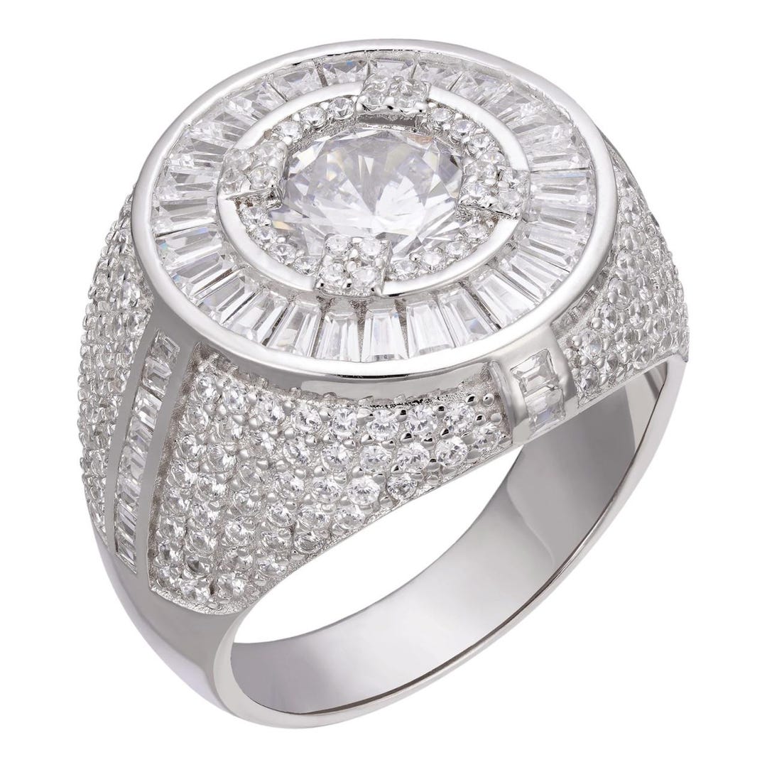 Real Rapper Rings Iconic Big Stone Rapper Ring Real 925 Sterling Silver CZ Stones Icy ...