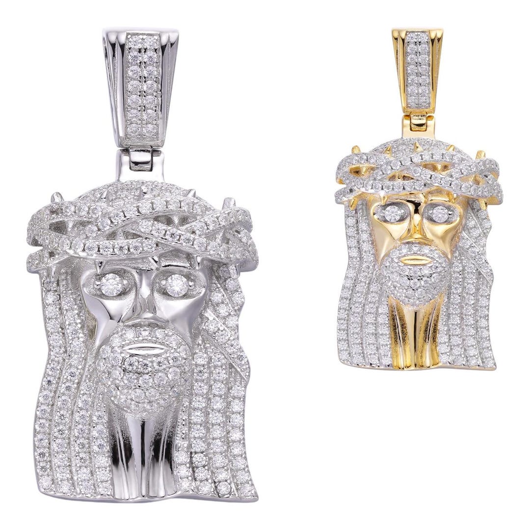 MOISSANITE Jesus Piece Hip Hop Iced Out Pendant 14k Gold Vermeil or 925 ...
