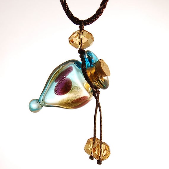 Items similar to Aromatherapy Jewelry Aroma Bottle Necklace Lampworking