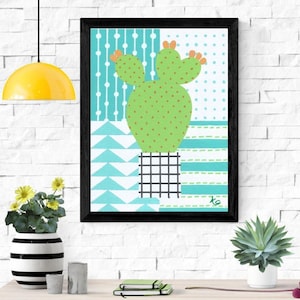 Print - Cactus Print - Bold Cactus Wall Art - Colourful Cactus Art Print - Figues de Barbarie - Botanical Print - Botanic - Nursery Decor