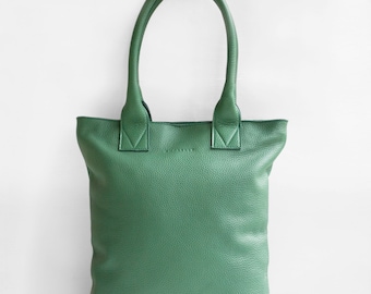 The Essential Tote in Green, Green Leather Tote Bag, Leather Bag, Green Tote Bag, Tote Bag, Green Leather Tote, Green Leather Bag, Green bag