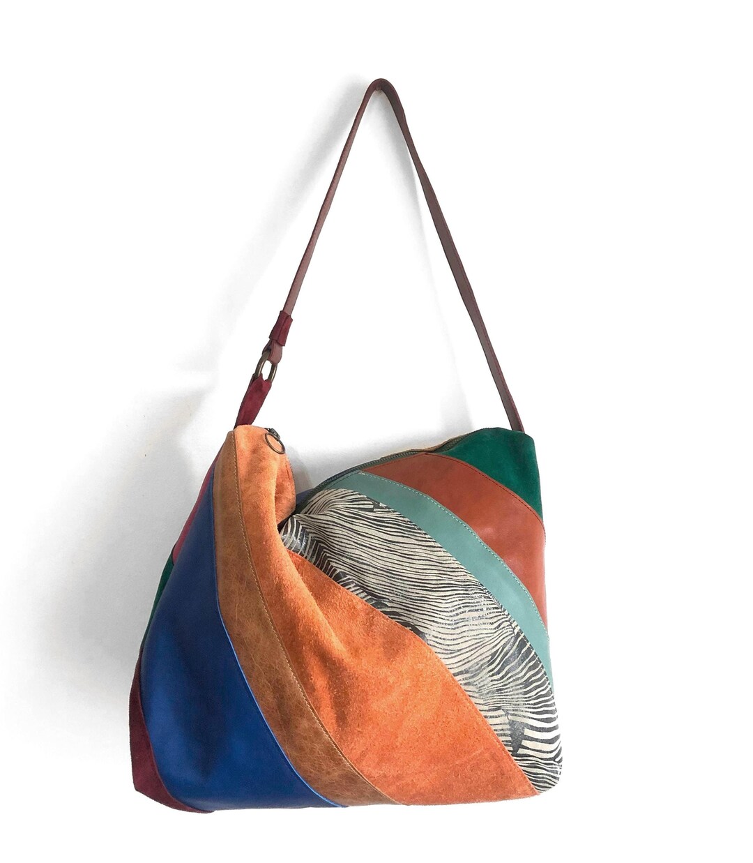 Vintage Leather Spliced Hobo Bag