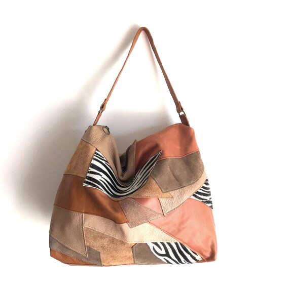 Brown Slouch Bags Australia Leather Hobo Bag, Patchwork Leather