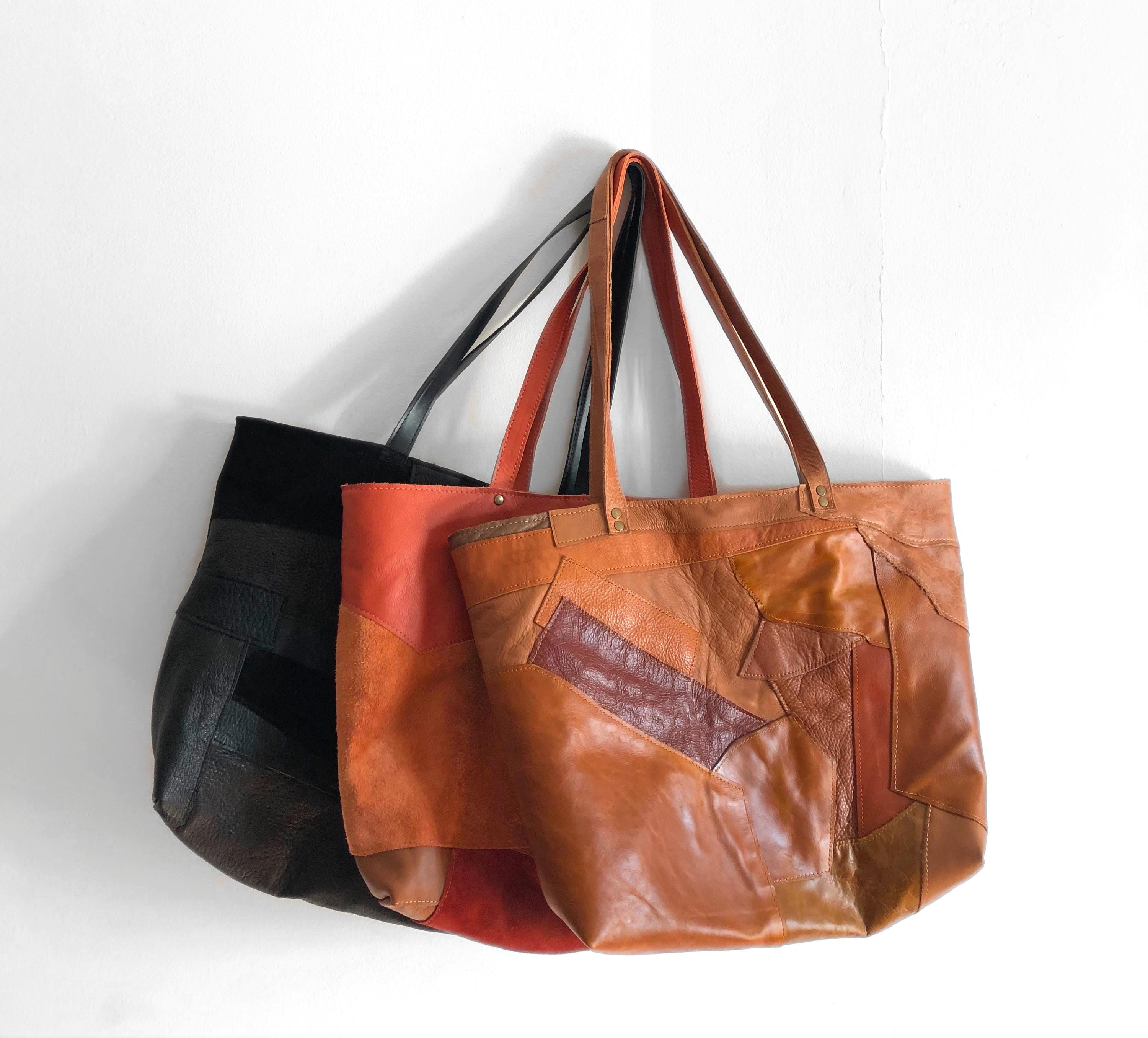 Fall Patchwork Leather Shopper / Leather Tote / Shoulder Bag