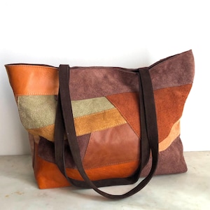 NEW Patchwork Leather Shopper / Leather Tote / Shoulder Bag / Leather Bag / Leather Bag / Leather Shoulder Bag /  Leather Handbag