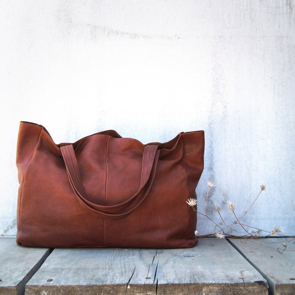 Chestnut Brown Leather Shopper / Leather Tote / Shoulder Bag / Brown Leather Bag / Leather Bag / Women's Handbag