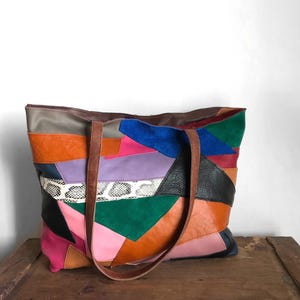 Patchwork Leather Shopper / Leather Tote / Shoulder Bag / Leather Bag / Leather Bag / Leather Shoulder Bag /  Leather Handbag