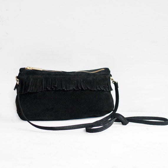 black suede clutch