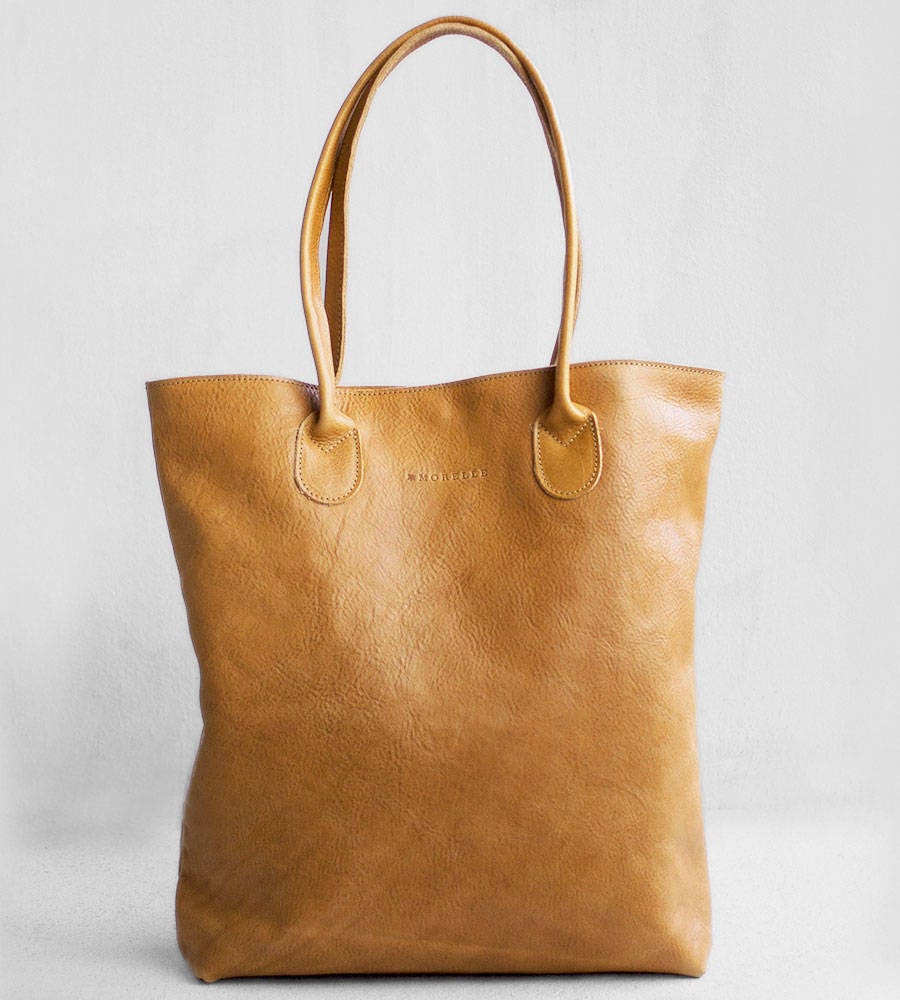 The Essential Tote in Camel Leather Tote Bag Camel Brown | Etsy