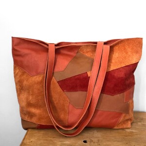 Fall Patchwork Leather Shopper / Leather Tote / Shoulder Bag / Leather Bag / Leather Bag / Leather Shoulder Bag /  Leather Handbag