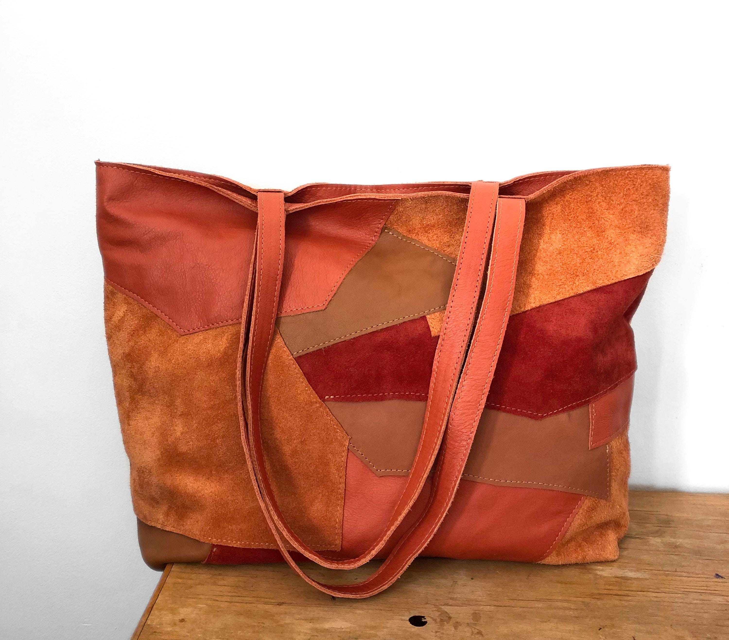 Fall Patchwork Leather Shopper / Leather Tote / Shoulder Bag