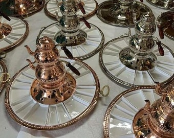 Handmade Turkish Copper Teapot Breakfast Set - Rich Motifs, Healthy & Elegant