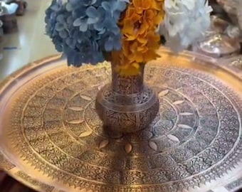 Handcrafted Copper Tray with Motifs – Ottoman Style Decorative and Collectible Piece