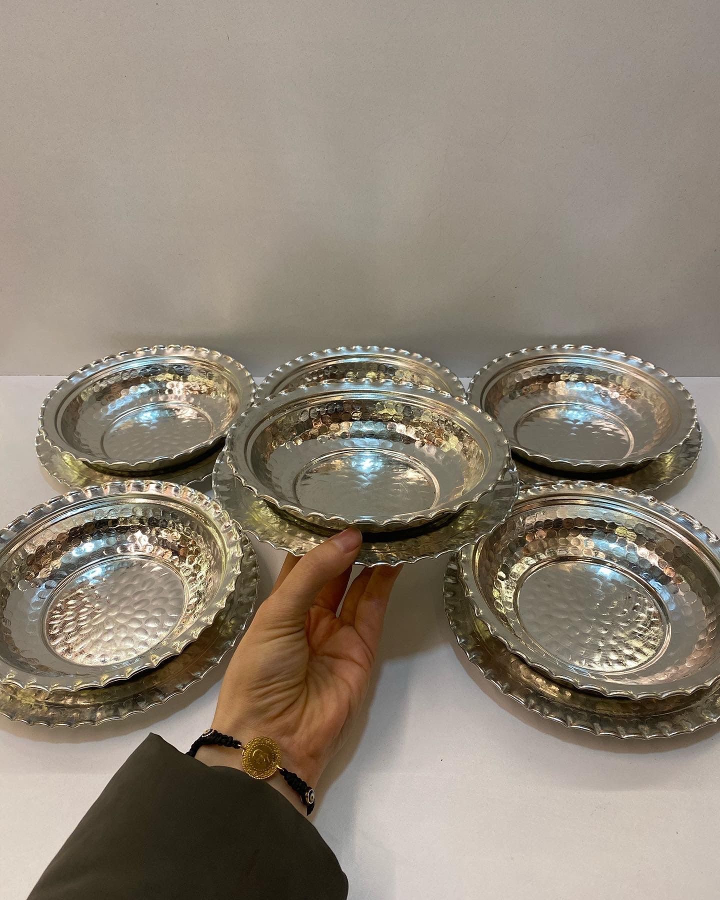 Turkish Copper Plate Handmade, Traditional Copper Plate Bowl Adding Color to Your Table in Different Sizes with Rich Motifs