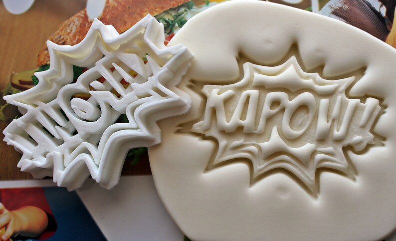 KAPOW Comic Books Cookie Cutter Made From Biodegradable Material Brand New Party Favor Kids Birthday Baby Shower Cake Topper