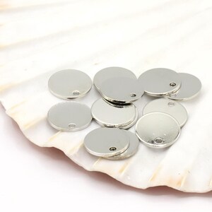 12mm Rhodium Plated Round Disc Charms, Round Disc, Rhodium Plated Disc, Stamping Blank Disc - RDM45