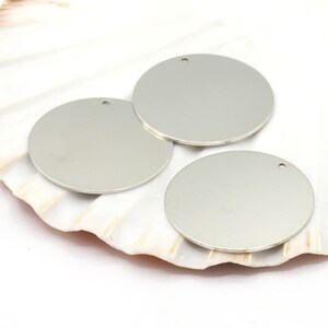 32mm Rhodium Plated Round Disc Charms, Round Disc, Rhodium Plated Disc, Stamping Blank Disc - RDM50